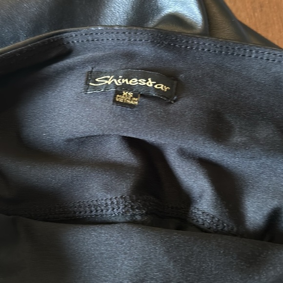 Shinestar Faux Vegan Leather Full Length Leggings Black Size XS - Picture 9 of 13